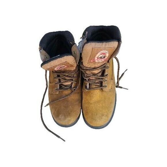 Brahma Womens Brown Leather Steel Toe Lace Up Work Boots Size 8.5 - Picture 1 of 8